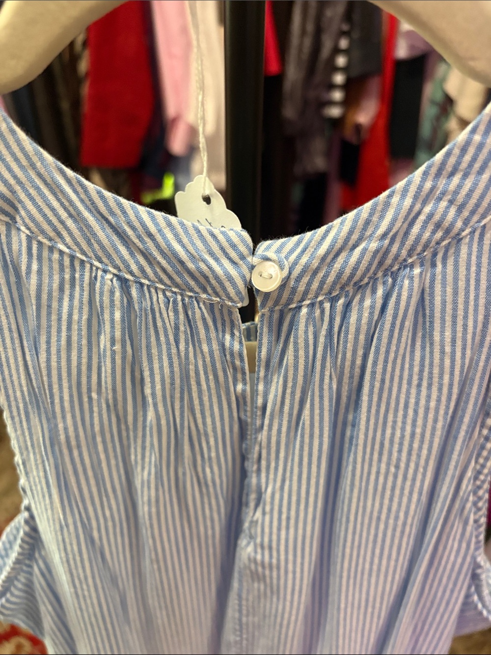 Old Navy Blue and White Striped Sleeveless Tiered Dress - Picture 5 of 5